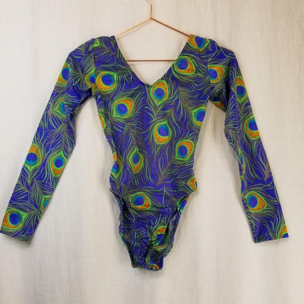 VTG 80'S / Disco High-cut Peacock Leotard